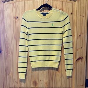 Ralph Lauren Yellow and Black Striped Crew Neck Sweater